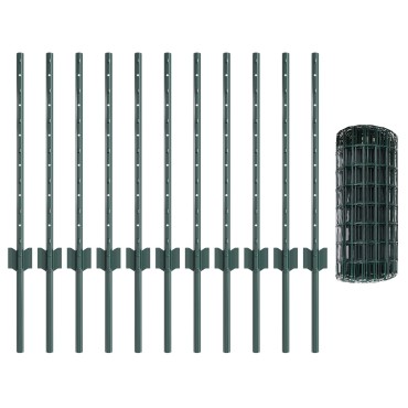 vidaXL Σετ Φράκτη  Euro Σετ 2 Πράσινο Ατσάλι με PVC 25x0.6 m