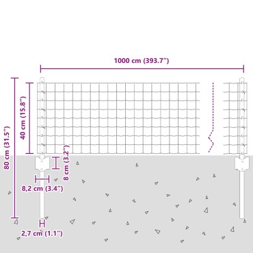 vidaXL Σετ Φράκτη Ευρώπη  Σετ 2 Γκρι Ατσάλι με PVC 10x0.4 m Ανθεκτικό
