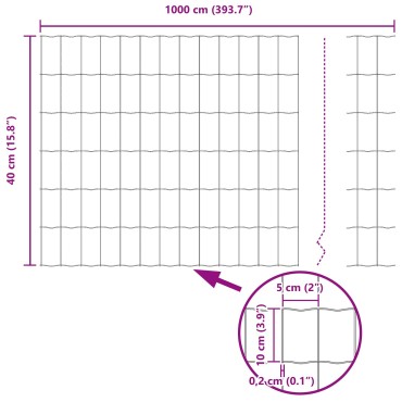 vidaXL Σετ Φράκτη Κήπου Σετ των 2 Γκρι Μέταλλο 10 x 0.4 m Σκληρό
