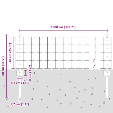 vidaXL Ευρωπαϊκός Φράχτης με 5 U Πόστα Γκρι 0.4x10 μ Σίδερο