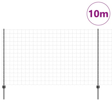 vidaXL Περίφραξη  Euro με 10 U Πόδια Γκρι 1.4x10 μ Χάλυβα