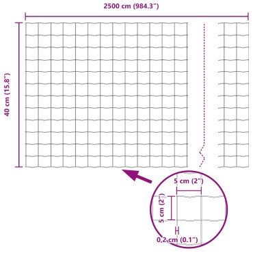 vidaXL Φράκτης  Euro με 11 U Posts Γκρι 0.4x25 μ Ατσάλι