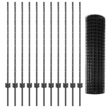 vidaXL Euro Fence με 22 U Posts Γκρι 1.2x25 μ Ατσάλι