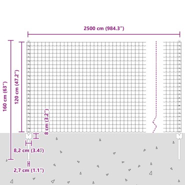 vidaXL Euro Fence με 22 U Posts Γκρι 1.2x25 μ Ατσάλι