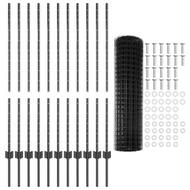 vidaXL Euro Fence με 22 U Posts Γκρι 1.2x25 μ Ατσάλι