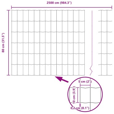 vidaXL Σετ Γκρι Φράκτη Kήπου  Σετ 2 Γκρι Μέταλλο 25x0.8 μ Ανθεκτικός