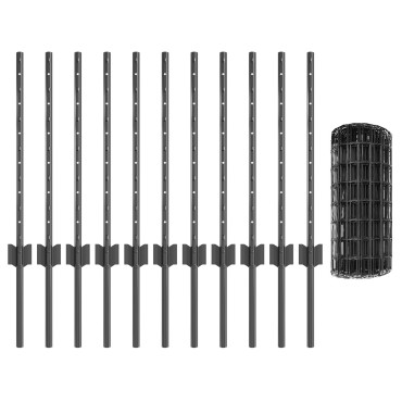 vidaXL Euro Fence με στήλες U Σετ 2 Γκρι Γαλβανισμένος Χάλυβας Μεγάλο