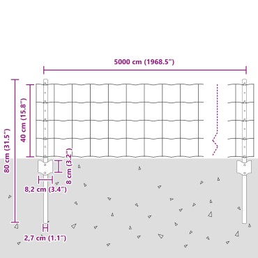vidaXL Σετ Φράχτη  Σετ 3 Γκρι Ατσάλι με Επικάλυψη PVC 50 x 0.4 μ