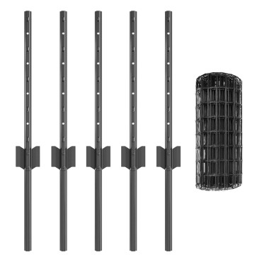 vidaXL Euro Fence με 5 U Posts Γκρι 0.4x10 μ Σίδερο