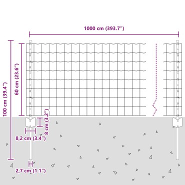 vidaXL Σετ φράχτη Euro Σετ 2 Γκρι Ατσάλι σε σκόνη 10x0.6 μ