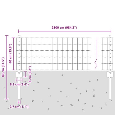 vidaXL Σετ περίφραξης  Euro Σετ 2 Γκρι Μέταλλο 25x0.4 μ