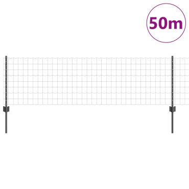 vidaXL Φράκτης  Euro Σετ 3 Γκρι Μέταλλο με επικάλυψη PVC 50x0.6 μ