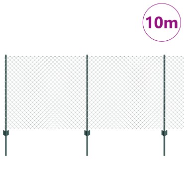 vidaXL Φράκτης Αλυσίδας με 10 U Posts Πράσινος 1x10 μ Ατσάλι