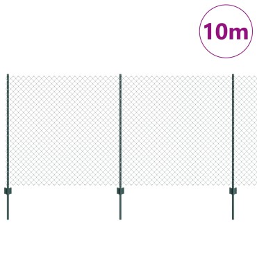 vidaXL Φράκτης από Αλυσίδα με 10 U Posts Πράσινος 1.2x10 μ Σιδερένιο