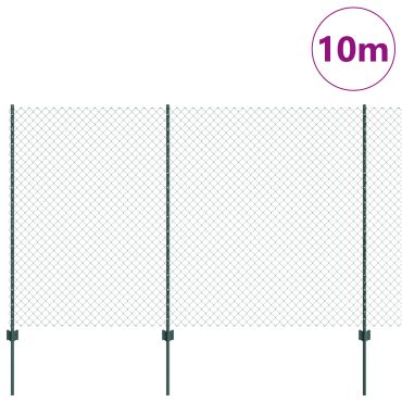 vidaXL Φράχτης αλυσίδας με στήλη 10x1,5 m PVC-Επικαλυμμένο Ατσάλι