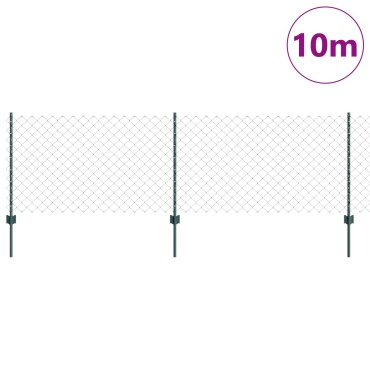 vidaXL Φράχτης από αλυσίδα  με 10 U Posts Πράσινος 0.8x10 μ Χάλυβας