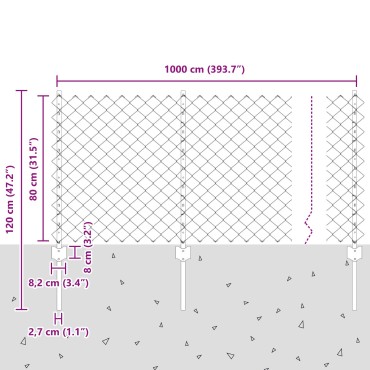 vidaXL Φράχτης από αλυσίδα  με 10 U Posts Πράσινος 0.8x10 μ Χάλυβας