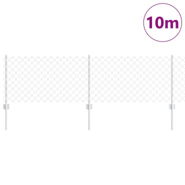 vidaXL Περίφραξη αλυσίδας με 10 U Posts Ασημί 0.6x10 μ Χάλυβας