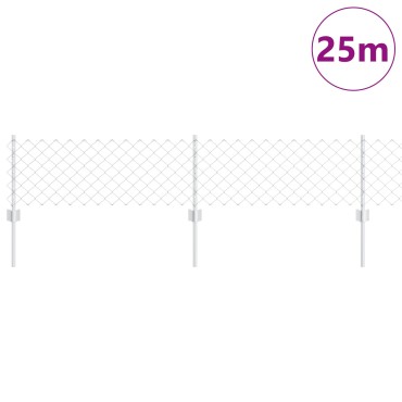 vidaXL Περίφραξη από αλυσίδα με 22 U Posts Ασημί 0.4x25 μ Χάλυβας