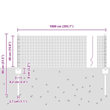 vidaXL Γαλβανισμένος φράχτης  με 5 U Posts Ασημένιο 0.4x10 μ Ατσάλι