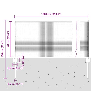 vidaXL Φράχτης Welded Wire  με 5 U Posts Ασημί 0.6x10 μ Χάλυβα