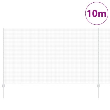 vidaXL Συρμάτινος Φράχτης με 10 Πόλους Ασημί 1.4x10 μ Χάλυβα