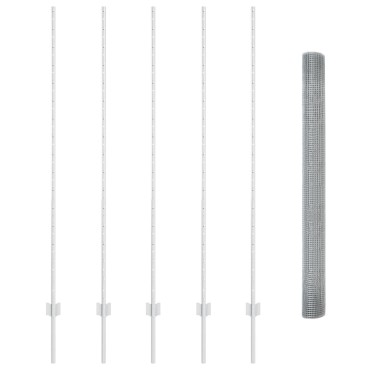 vidaXL Perífraksi  Welded Wire με 10 U πόλους ασημί 1.6x10 m χάλυβα