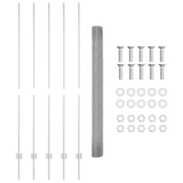vidaXL Perífraksi  Welded Wire με 10 U πόλους ασημί 1.6x10 m χάλυβα
