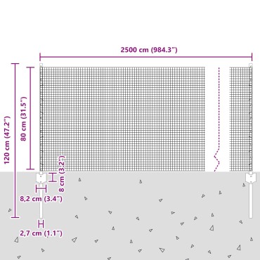 vidaXL Φράχτης Συρματόπλεγμα  με 11 U Πόδες Ασημί 0.8x25 μέτρα Ατσάλι
