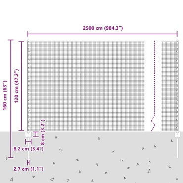 vidaXL Γαλβανισμένο Φence  με 22 U Posts Ασημί 1.2x25 μ Μεταλλικό