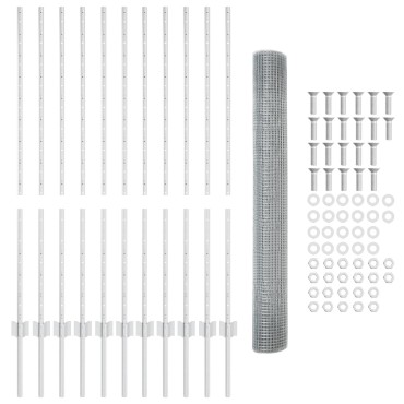 vidaXL Γαλβανισμένο Φence  με 22 U Posts Ασημί 1.2x25 μ Μεταλλικό