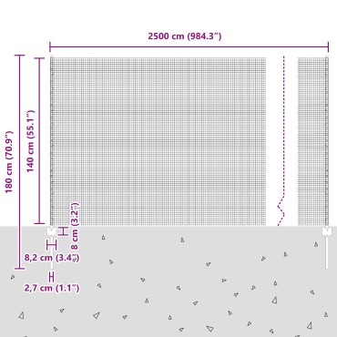 vidaXL Συρματόπλεγμα  με 22 Στυλό Ασημί 1,4x25 μ Χάλυβας