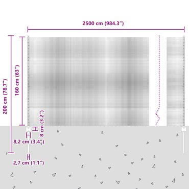 vidaXL Γαλβανισμένο συρματόπλεγμα  με 22 U στύλους Ασημένιο 1.6x25 μ Χάλυβας