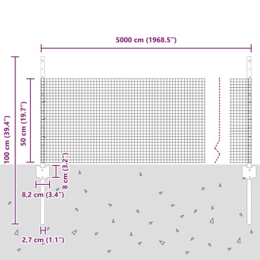 vidaXL Γαλβανισμένος Φράχτης με 22 Πόδες Ασημί 0.5x50 m Ατσάλι