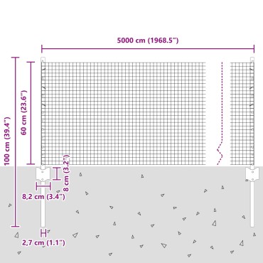 vidaXL Φράχτης  με 22 U Posts Ασημί 0.6x50 m Ατσάλι