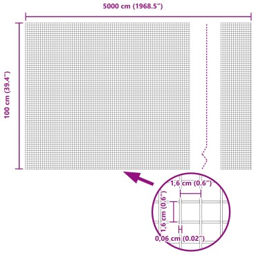 vidaXL Φράχτης Σιδερένιας Πλέξης  με 44 U Πόδια Ασημί 1x50 μ Ατσάλι