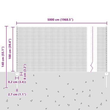 vidaXL Γαλβανισμένος Φράκτης με 44 U Posts Ασημένιος 1x50 μ Χάλυβας