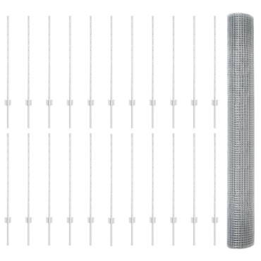 vidaXL Γαλβανισμένος Φράκτης με 44 U Posts Ασημένιος 1x50 μ Χάλυβας