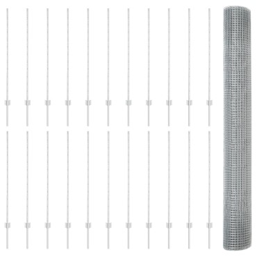 vidaXL Συρματόπλεγμα με 44 Πόδια U Ασημί 1.2x50 μ Ατσάλη