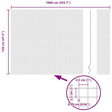vidaXL Φράχτης  με 5 πόλους Πράσινος 1.2x10 μ Ατσάλι