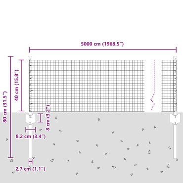 vidaXL Φράχτης από Σύρμα με 22 Πόλους Πράσινο 0.4x50 μ Σίδηρος