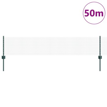 vidaXL Welded Wire Fence with 22 U Posts Πράσινος 0.4x50 μ Χάλυβας