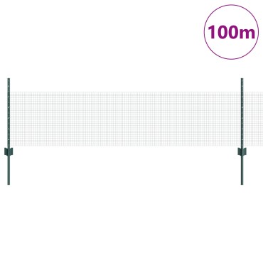 vidaXL Συγκολλητός Φράχτης  με 44 U Posts Πράσινος 0.5x100 m Σίδερο