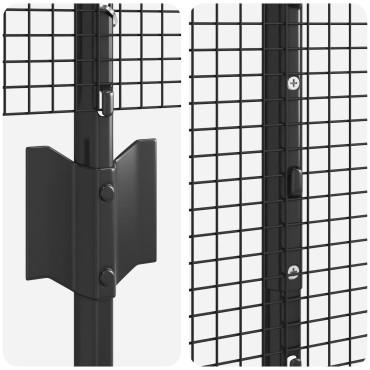 vidaXL Συγκολλητός Φράχτης με 10 U Πόδια Γκρι 1.2x10 m Χάλυβας