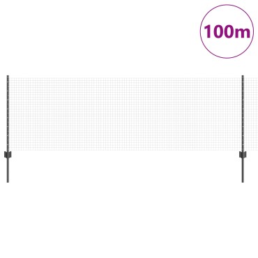 vidaXL Welded Wire Fence με 44 U Posts Γκρι 0.8x100 μ. Ατσάλι