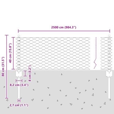 Πόδια Φράκτη vidaXL 11 τμχ U-Channel Πράσινα 40cm Χάλυβα, Εξαγωνικός Φράκτης vidaXL Πράσινος 0.4x25 μ Χάλυβα