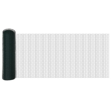 vidaXL Πόδια Φράκτη 11 τεμ U-Channel Πράσινο 60cm Χάλυβας, vidaXL Εξαγωνικός Φράκτης Πράσινο 0.6x25 μ Χάλυβας
