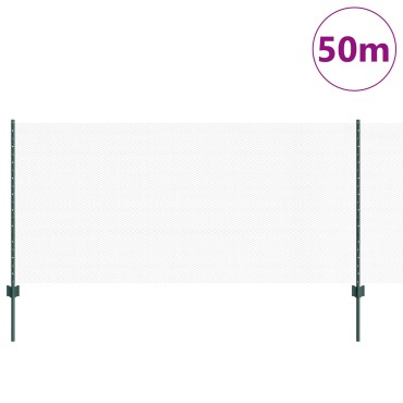 vidaXL Στάντες Φράκτη 11 τμχ Πράσινο 100cm Χάλυβας, vidaXL Εξαγωνικός Φράκτης Πράσινος 1x50 μ Χάλυβας
