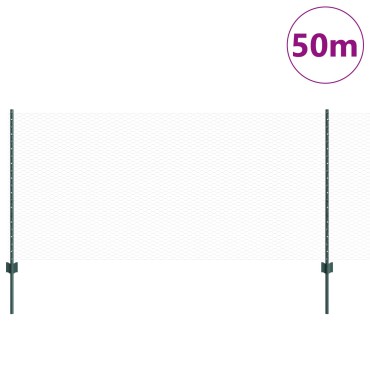 Φράκτες vidaXL 11 τεμ U-Channel Πράσινο 100cm Ατσάλι, Φράκτης vidaXL Εξαγωνικός Πράσινος 1x50 m Ατσάλι