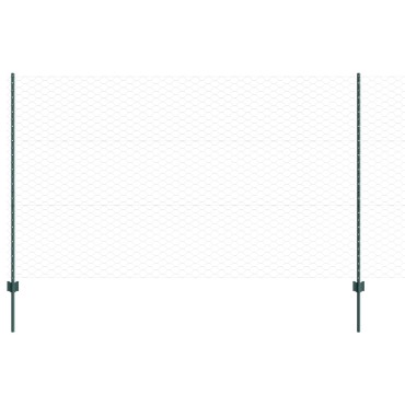 vidaXL Στυλοί Φράχτη 11 τμχ U-Channel Πράσινος 140cm Χάλυβας, vidaXL Εξαγωνικός Φράχτης Πράσινος 1,4x50 μ Χάλυβας